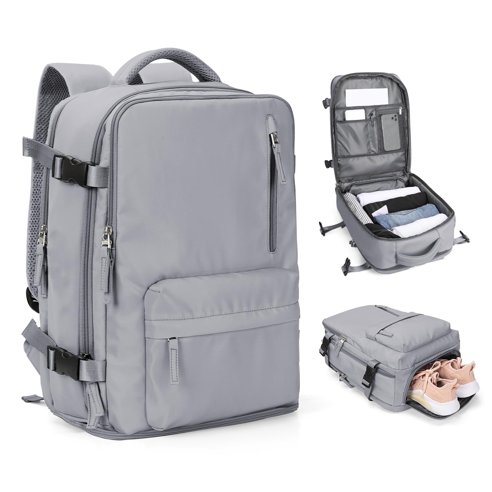 Cabin Bags for Travel, Underseat Carry on Hand Luggage Backpack for Women Airplane Approved Travel Backpack Personal Item Travel Bag 14 inch Laptop Backpack for Business Casual Work Beige — view 28