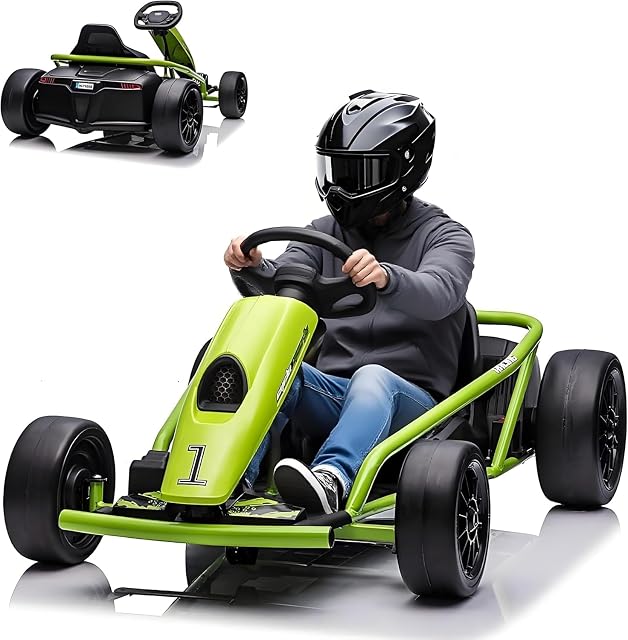 Kart de drift de alto rendimiento para niños de 8 a 12 años: motores de 24 V y 2 x 300 W, función musical