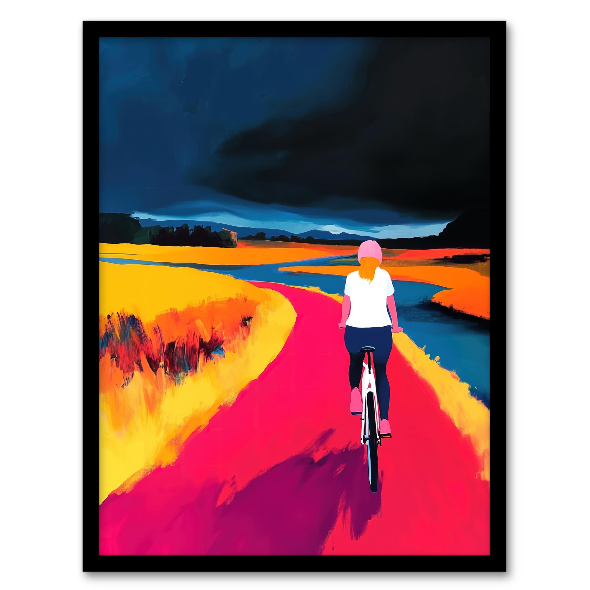 Artery8 Bicycle Dream Bike Ride Colourful Landscape Wall Art PrintA4 Size from B&Q