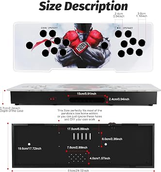 Sturdy DIY Arcade Console Kit - Metal Base and Acrylic Panel, 2 Player Video Game Machine Case, Supports 8 Buttons Each, Compatible with Pandora Kits (White)