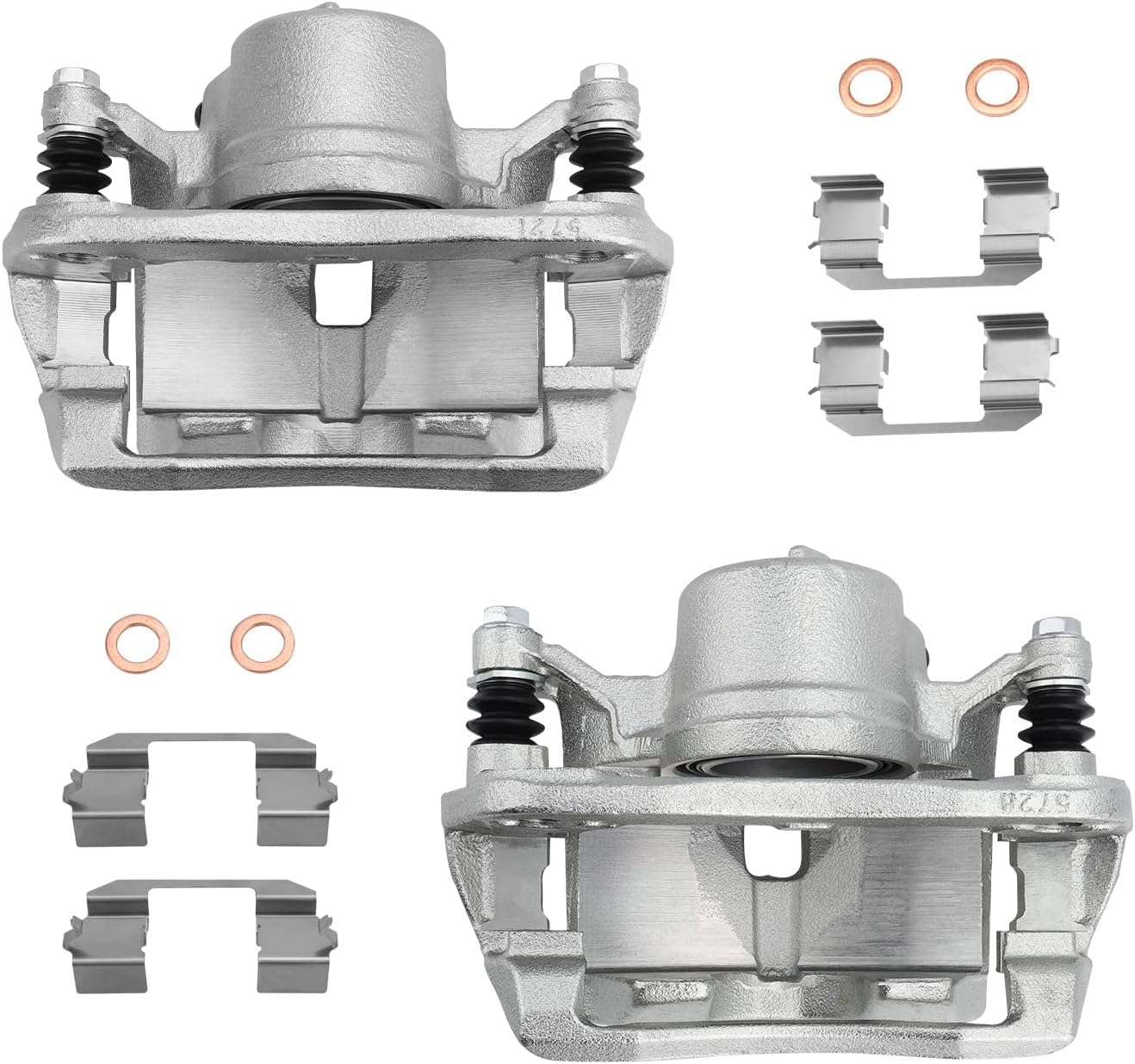 MAYASAF 19B2662 19B2663 Front Brake Caliper Driver & Passenger Side Caliper Assembly Fit for Honda 2002-2004 CR-V, 2003-2011 Element, w/Mounting Bracket & Metal Piston