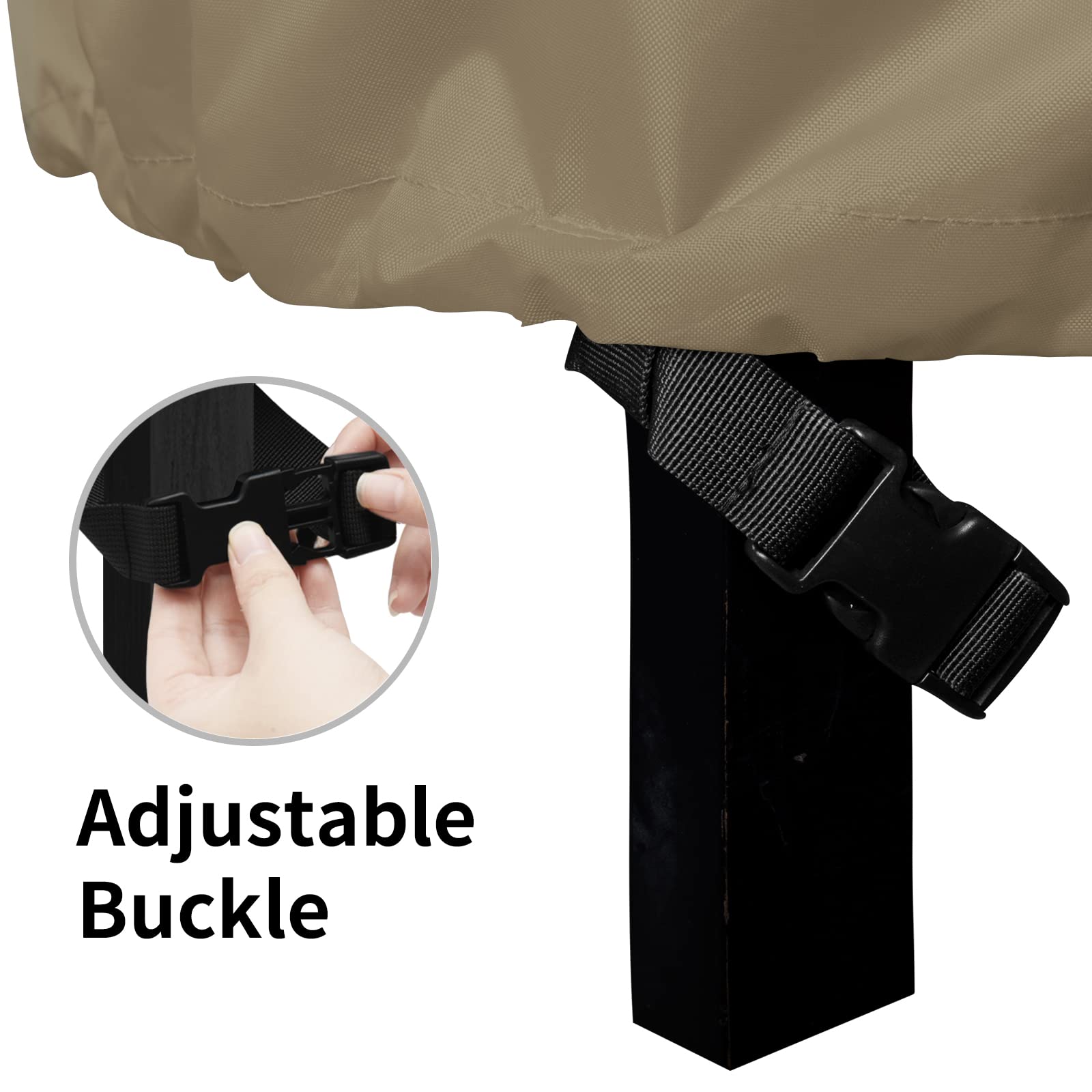 Easy-Going Copertura quadrata per braciere da esterno, 100 cm x 110 cm x 24 cm H, resistente copertura per focolare a gas per esterni, impermeabile e resistente alle intemperie per braciere, cammello