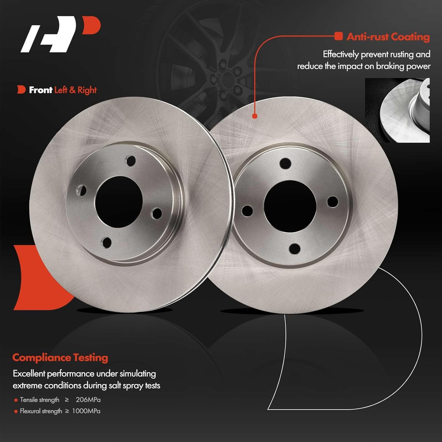 A-Premium 10.16 inch (258mm) Front Vented Disc Brake Rotors + Ceramic Pads Kit Compatible with Select Nissan Models - Versa 2020-2022, Kicks 2018-2022, 6-PC Set