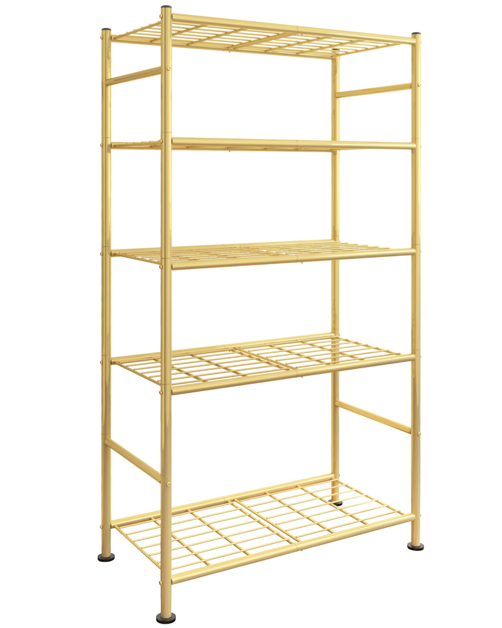 Sakugi Storage Shelves - 5 Tier Shelf Organizer, Heavy Duty Garage Shelving Unit with Leveling Feet, Stable Metal Shelves Organizer for Pantry, Kitchen and Closet, 33.0" W x 12.6" D x 72.0" H, Gold