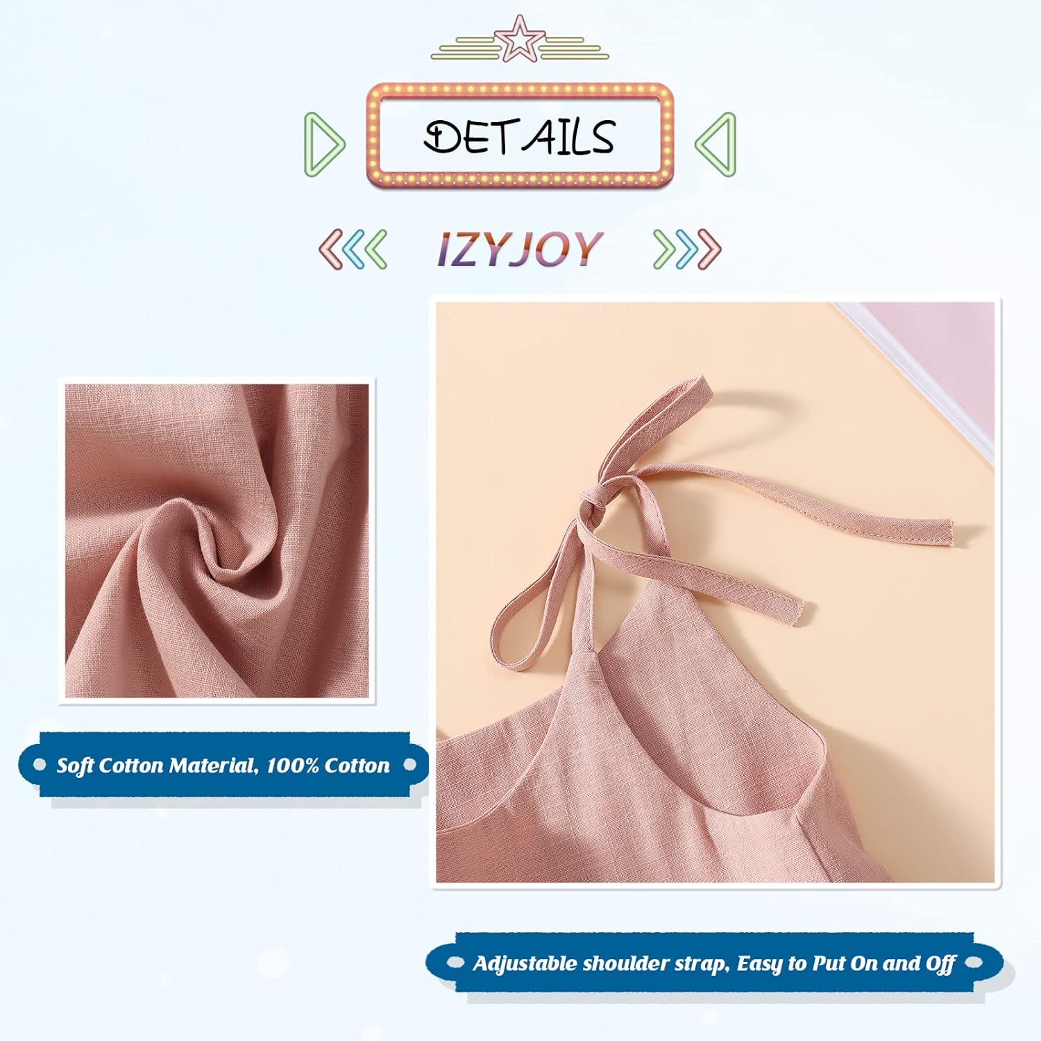 IZYJOY Toddler Baby Girl Summer Cotton Linen White Dresses Bow Straps Sleeveless with Pockets Little Girls Beach Sundress - Image 5