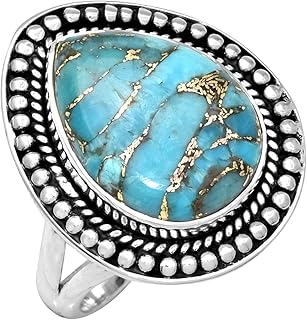 Blue Copper Turquoise Ring, 925 Sterling Silver, Pear Shape Ring, Turquoise Jewelry, Promise Ring, Gift For Wife, December Birthstone, Handmade Ring, Healing Stone, Christmas Gift, Promise Ring, Women Ring