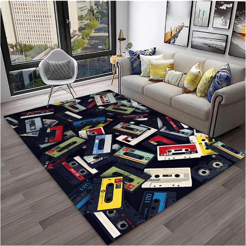 Tapis pour la maison salon chambre au motif de cassette rétro nostalgique