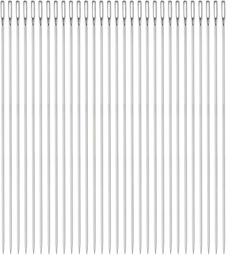 HARFINGTON 30 agujas de abalorios de 0.063 in de diámetro, agujas de coser rectas largas de acero inoxidable, agujas de coser bordadas de 6 pulgadas