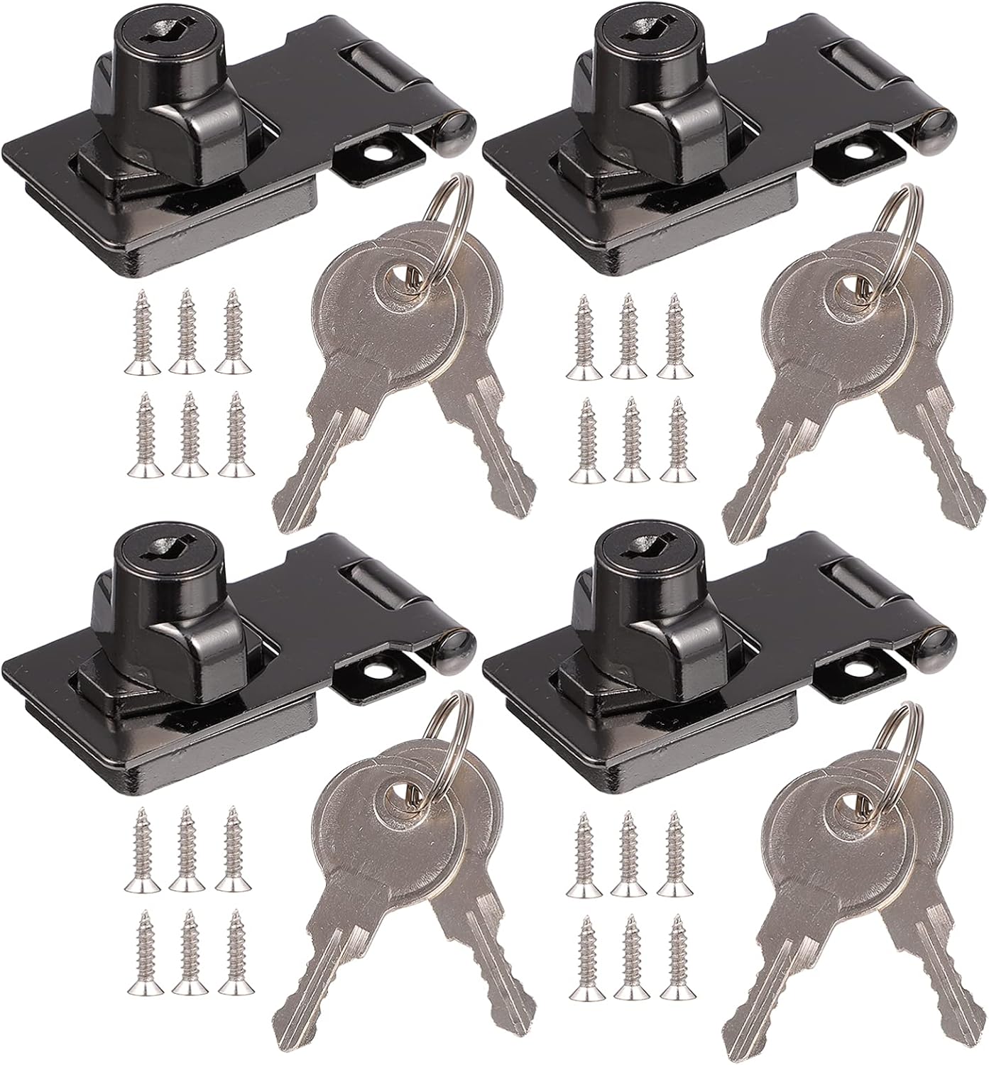 DOITOOL Wardrobe Cabinet Wardrobe Cabinet Cabinets 4pcs Keyed Hasp Locks Knob Locking Hasp 90 Degree Furniture Anti Lock Hardware for Cabinet Dresser Drawer Door Chain Lock Heavy Metal