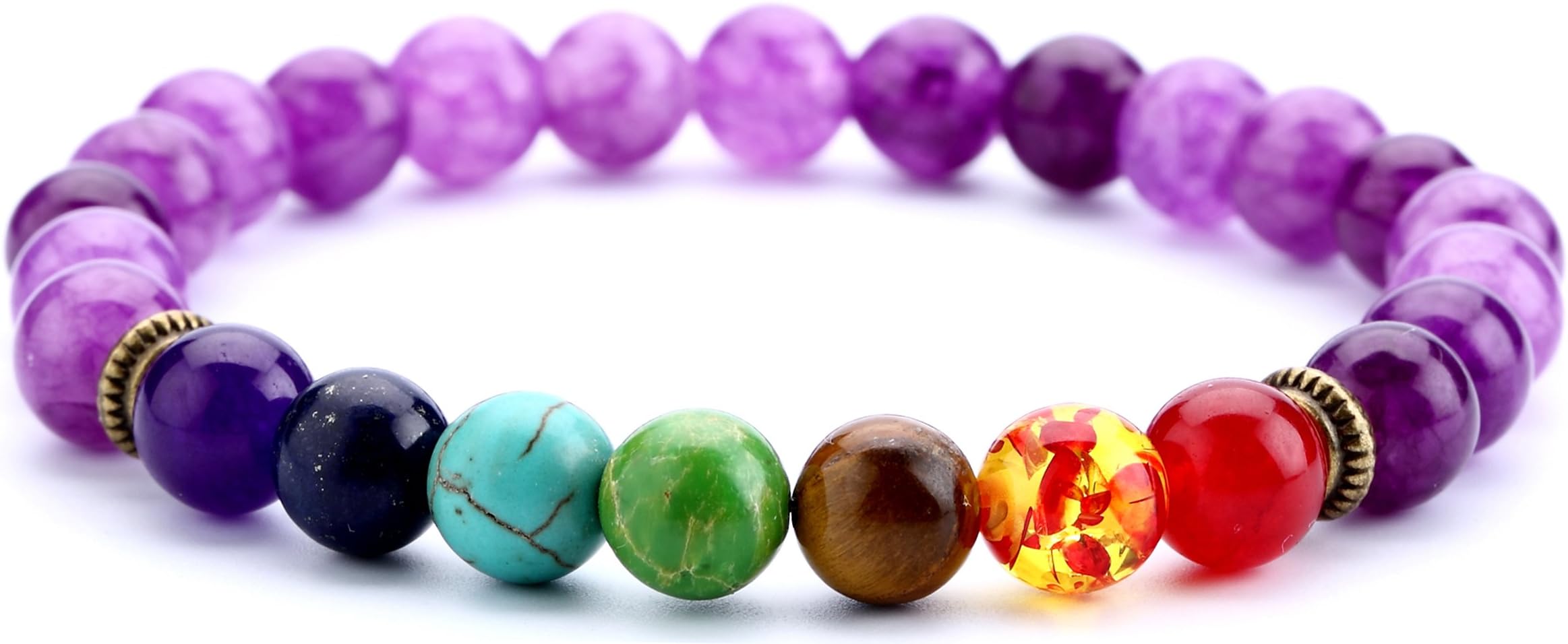HamoeryMen Women 8mm Lava Rock 7 Chakra Beads Chakra Bracelet Braided Rope Natural Stone Yoga Bracelet Bangle