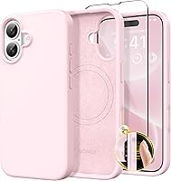 Vista 75 de GONEZ Funda de silicona para iPhone 14 Pro Max, compatible con MagSafe, con protector de pantalla + protector de lente de cámara, silicona líquida a