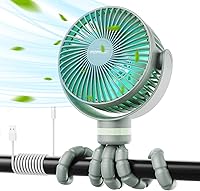 Vista 10 de Momcozy Ventilador portátil para cochecito, 8000 mAh, batería de 27 horas de duración ultra larga, desmontable de 4 velocidades de rotación de 360°
