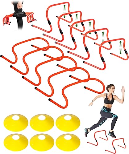 Lineslife Vallas de agilidad ajustables, 4 alturas de vallas de entrenamiento de velocidad, equipo portátil de entrenamiento de velocidad con bolsa