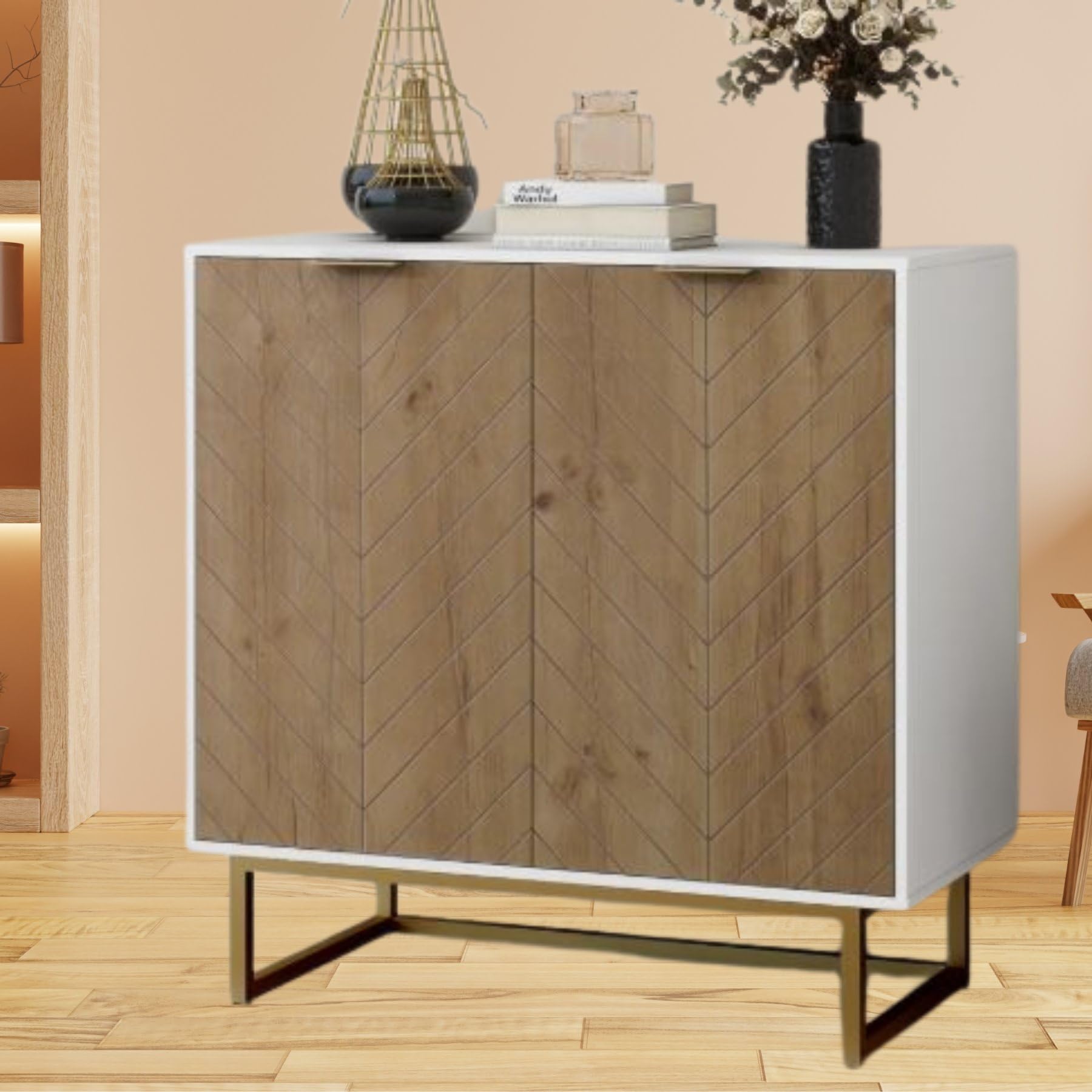 Woods India Furniture Modern Console Unit Metal Base & Plywood Laminate Finish | Ideal for Living Room, Office, & Entryway | Elegant and Versatile Accent Table (Size W 750 x D 400 x H 900)