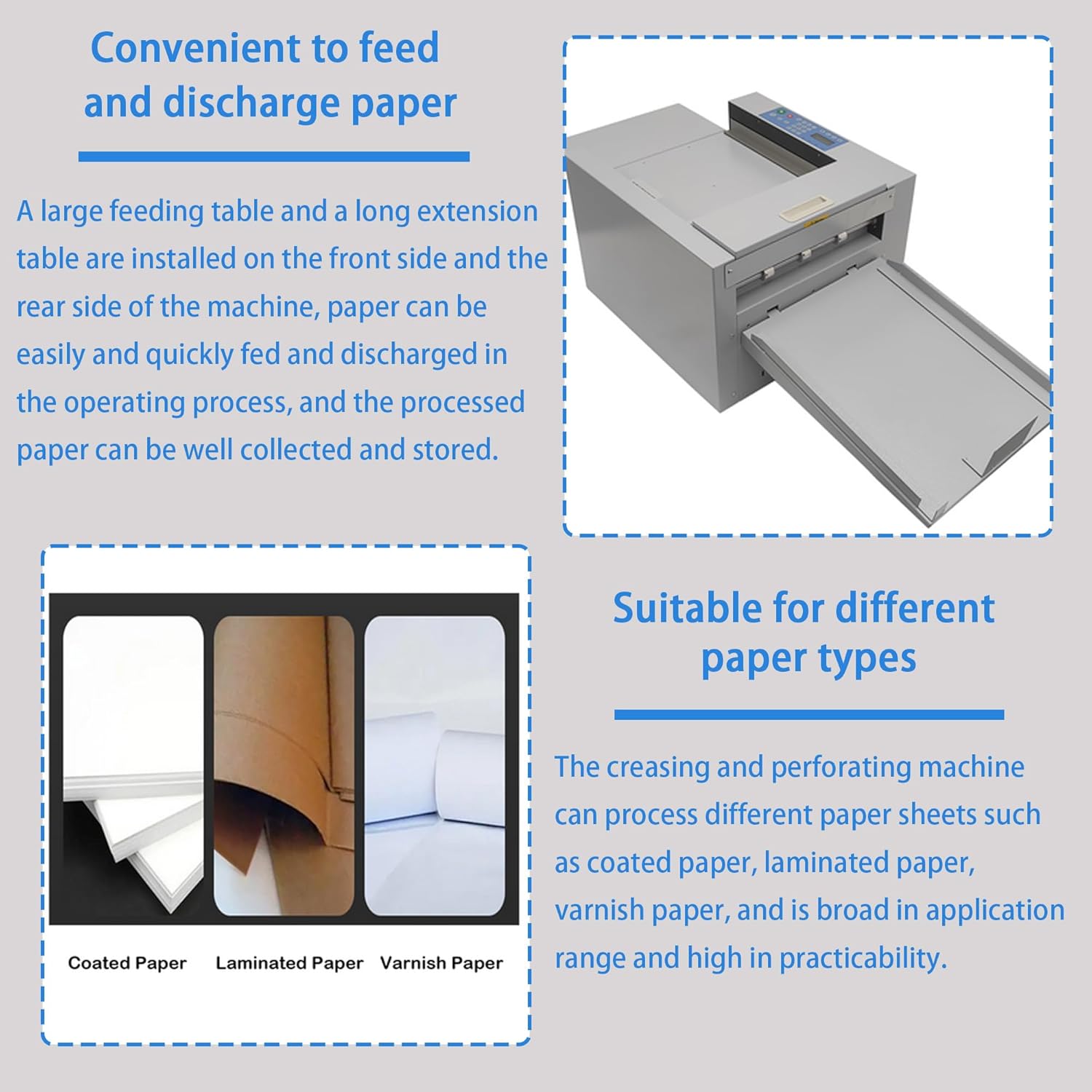 Digital Electric Creasing and Perforating Machine Adjustable Pressure 110V 13" High-Speed Paper Creaser & Perforator Includes Creasing & Perforating Tool Sets for Packaging Printing Office