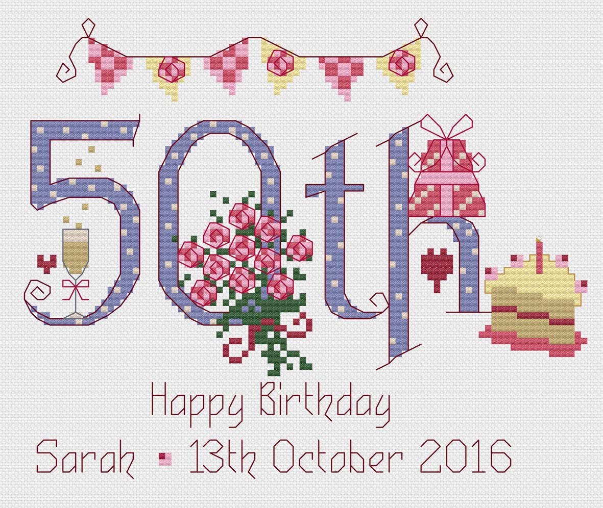 Nia White 50Th Birthday Cross Stitch Kit