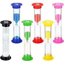 Sand Timer for Kids Set of 6 Small Colourful Hourglass Acrylic Covered Clock 30Sec 1Min 2Min 3Min 5Min 10Min for Classroom Home & Kids Room