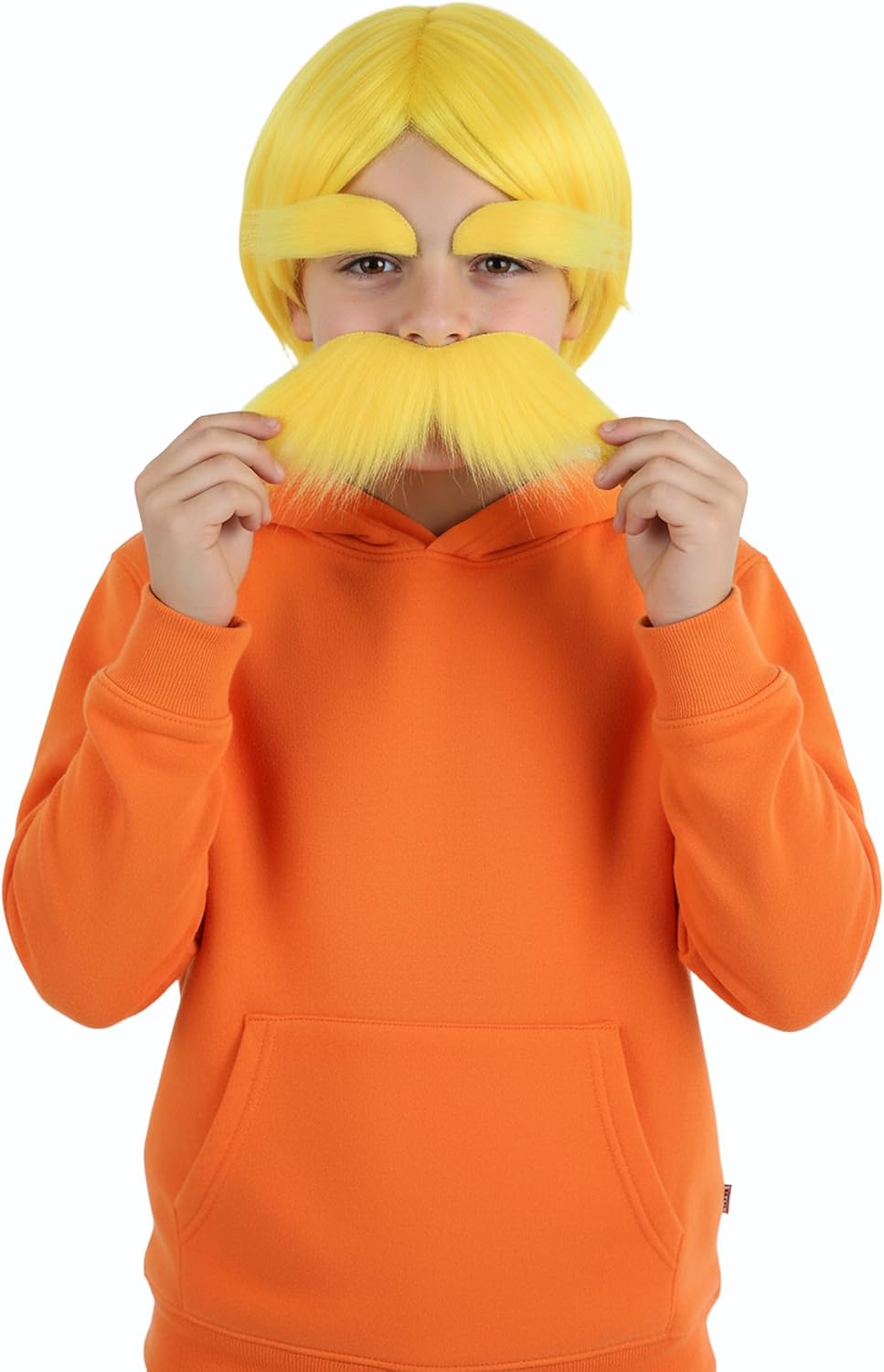 TWAYFEL 2 PCS Yellow Self Adhesive Fake Mustache and Eyebrows, Novelty, Cosplay False Facial Hair for Men and Costume Accessory for Adults
