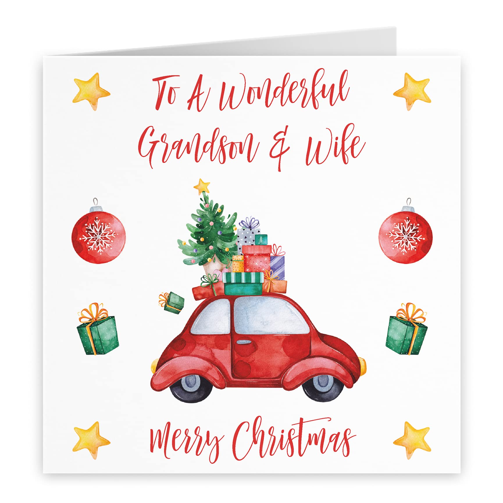 Hunts England - Grandson And Wife Christmas Card - To A Wonderful Grandson & Wife - Merry Christmas - Christmas Holiday Collection - Image 2
