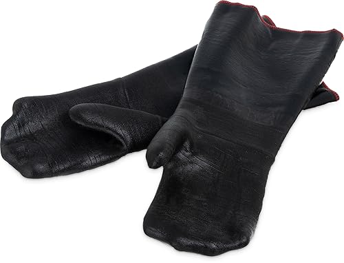 Miniatura 2 de San Jamar 6786RMT - Manopla de horno con protección de temperatura para freidora de goma de neopreno, 16 pulgadas de largo, XL