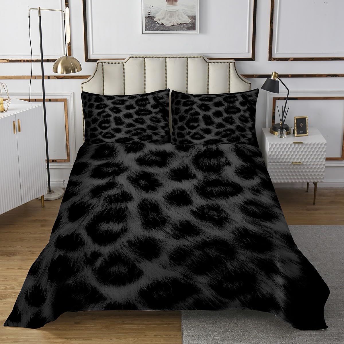 Erosebridal Leopard Print Bedspread Set Safari African Cheetah Printed Quilt Set,Kids Boys Girls Black Modern Luxury Animal Skin Fur Quilted Coverlet Twin,Soft Ultra,Wild Animals Bedding Set