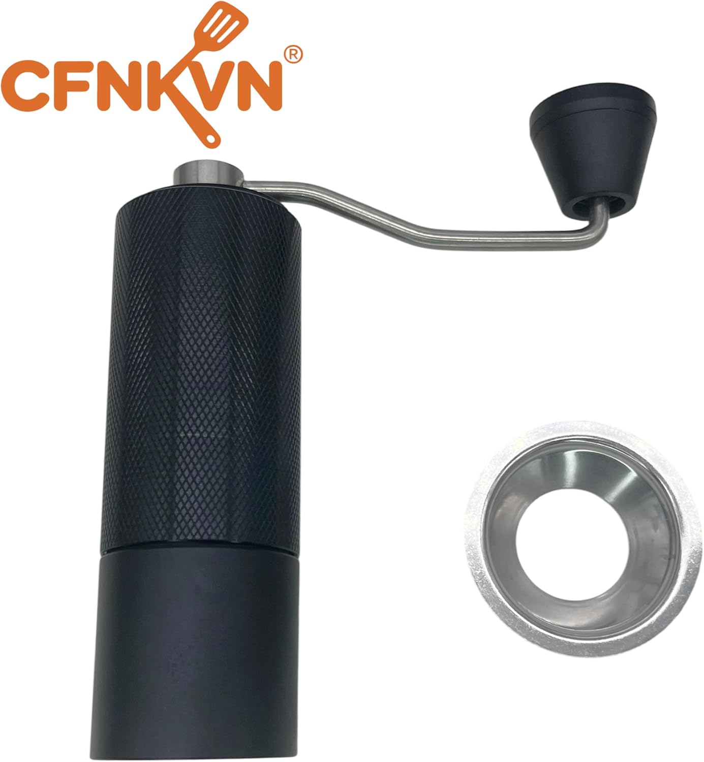 Stainless Steel Conical Burr Hand Coffee Grinder, Manual Coffee Grinder with 25g Capacity, Double Bearing for Uniform Grind, Portable & Adjustable for Espresso, Pour Over, French Press, Black