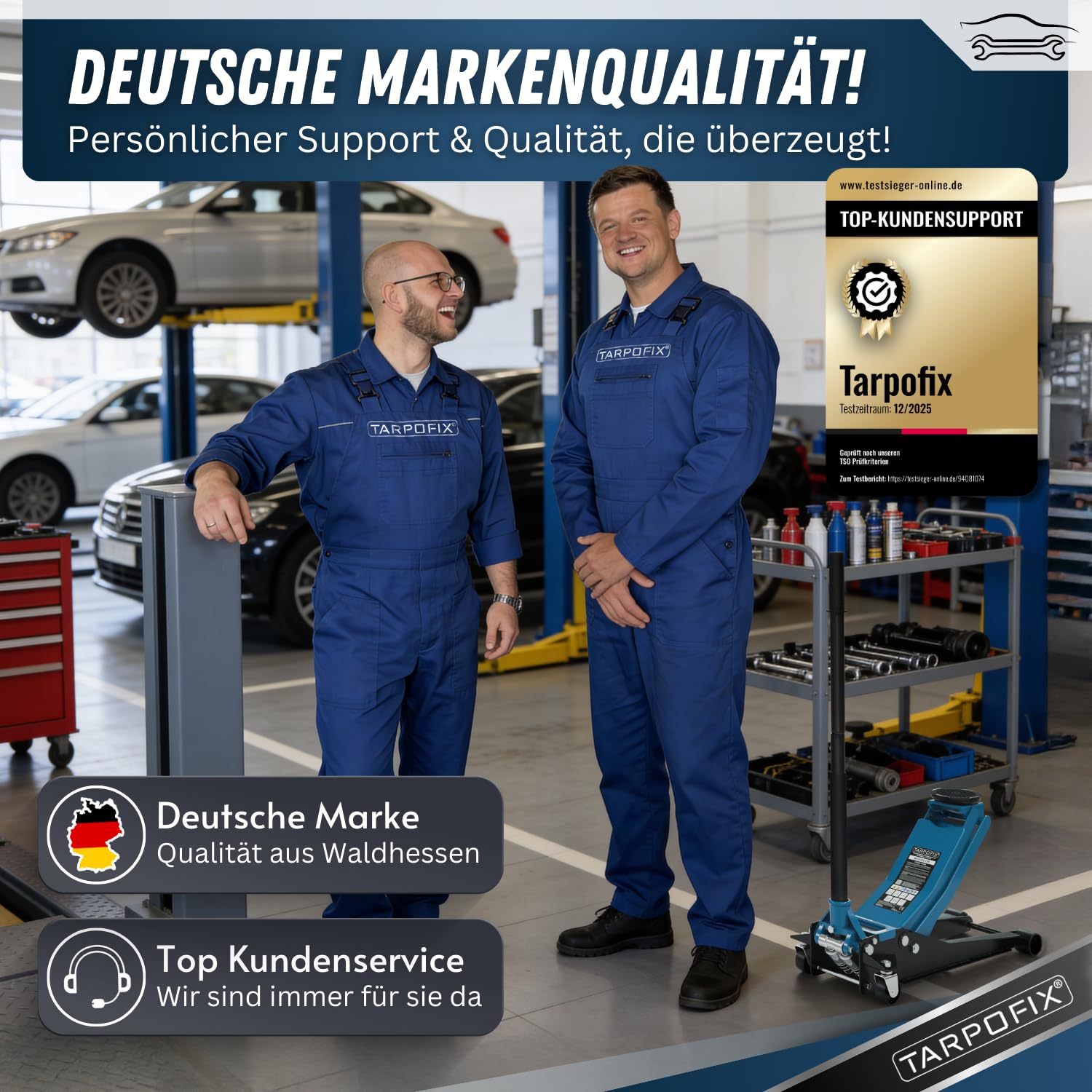 Tarpofix® Wagenheber hydraulisch 3t (85-475mm Hubhöhe) | Premium Rangierwagenheber 3t mit Doppelzylinder | Hydraulischer Wagenheber flach für SUV & tiefergelegte Autos | Hydraulik Rangierwagenheber