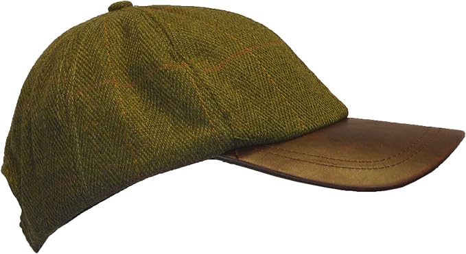 Derby Tweed Baseball Cap Leather 