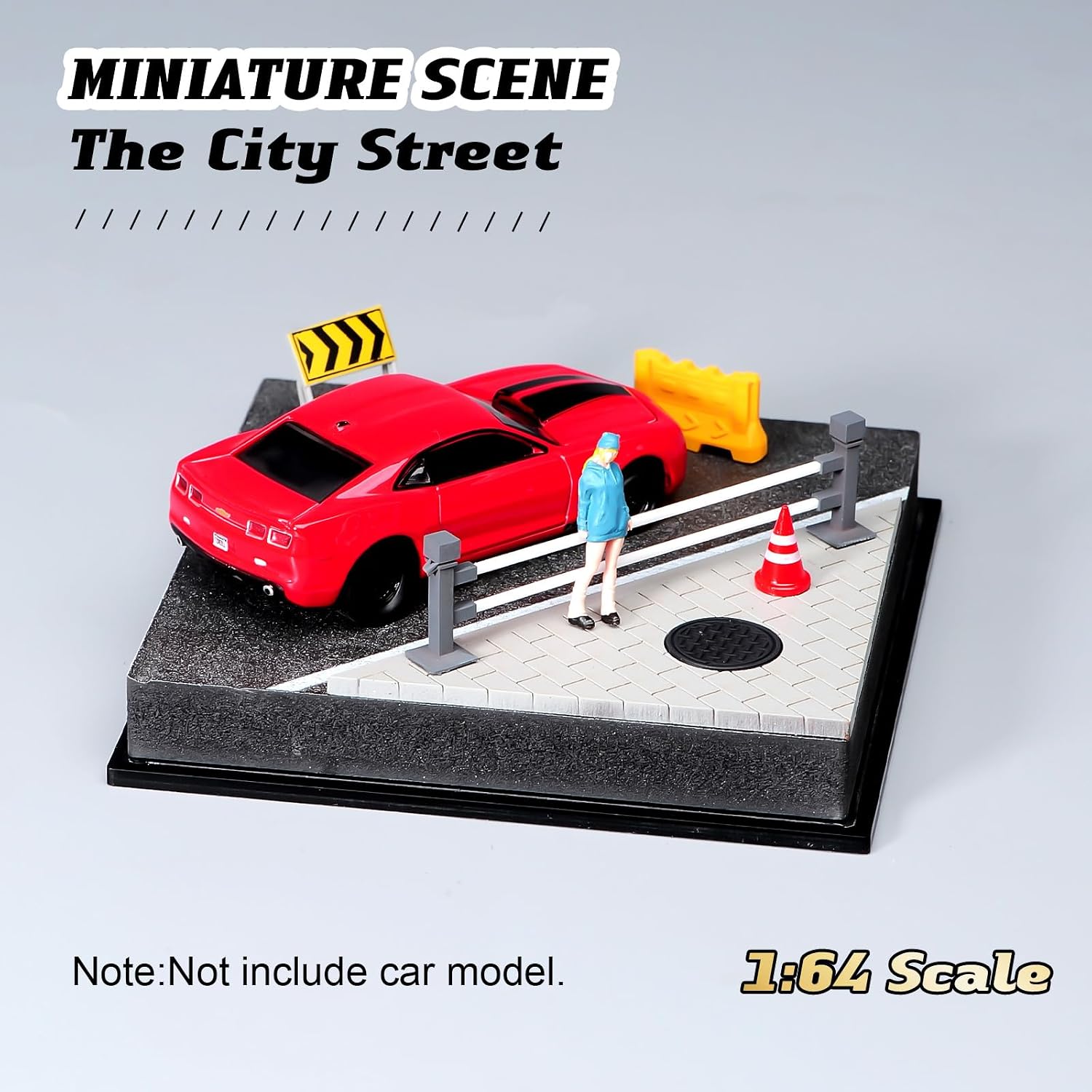 1:64 Miniature Street Scene Model Acrylic Clear Display Case Alloy Car Stereoscopic Landscape Display (Street Scene with Manhole Cover) image 4