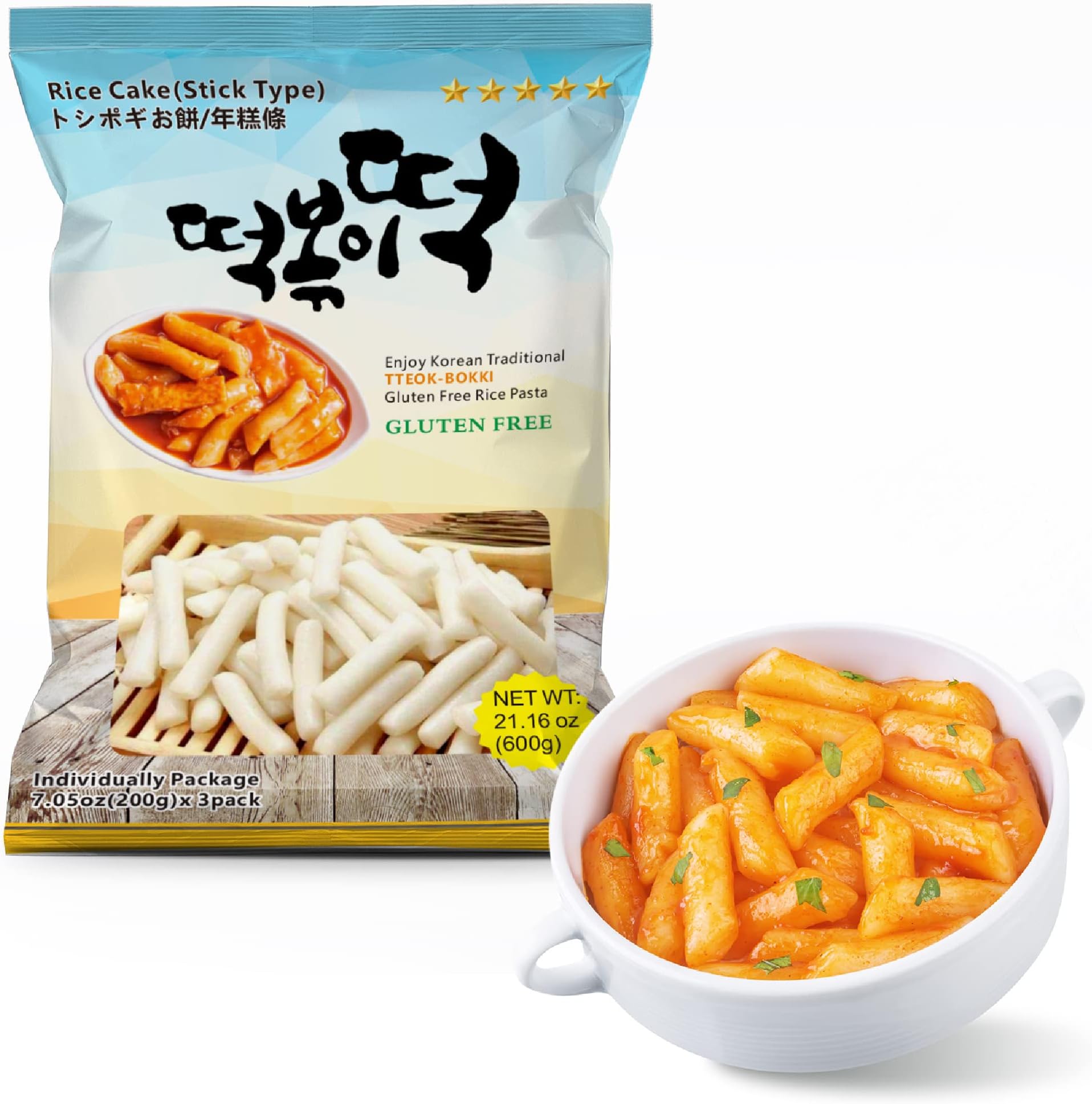 Fusion Select Korean Rice Cakes Tteokbokki Stick Vegan Non-GMO Gluten Free Tteok Pasta Asian Snacks & Food, Gluten Free (1 Pack)