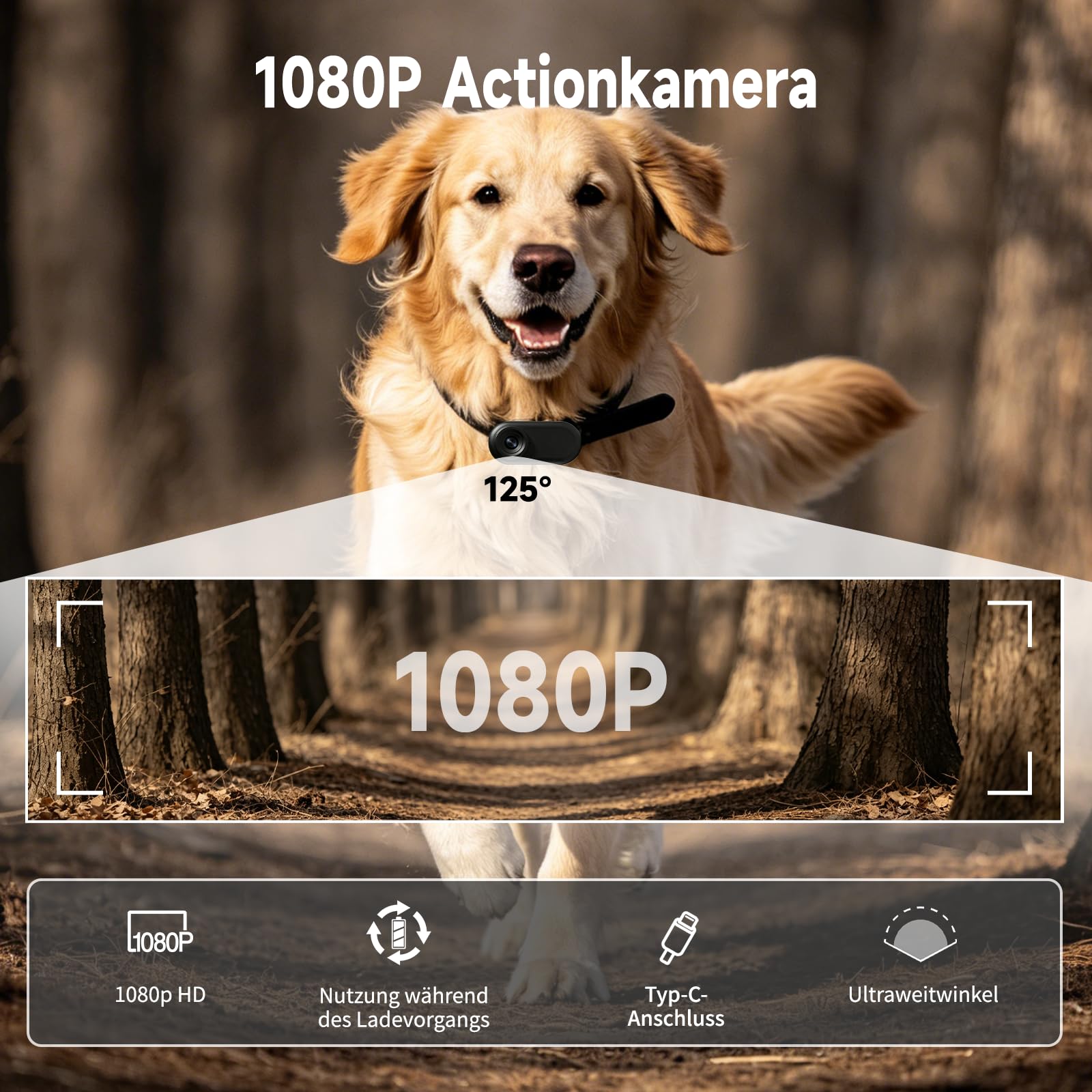 1080P Mini Action Cam Bodycam mit 32GB Karte POV Kamera für Radfahren Reisen Outdoor
