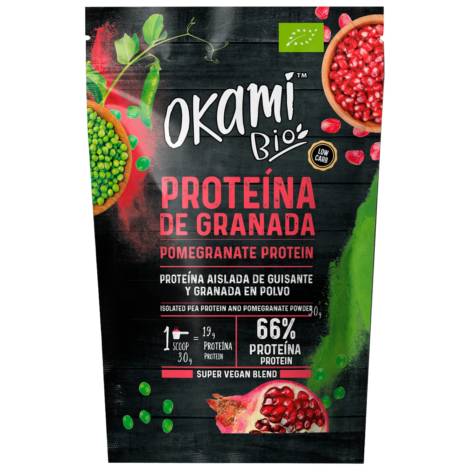 Proteína de guisante aislada y granada en polvo. 500gr