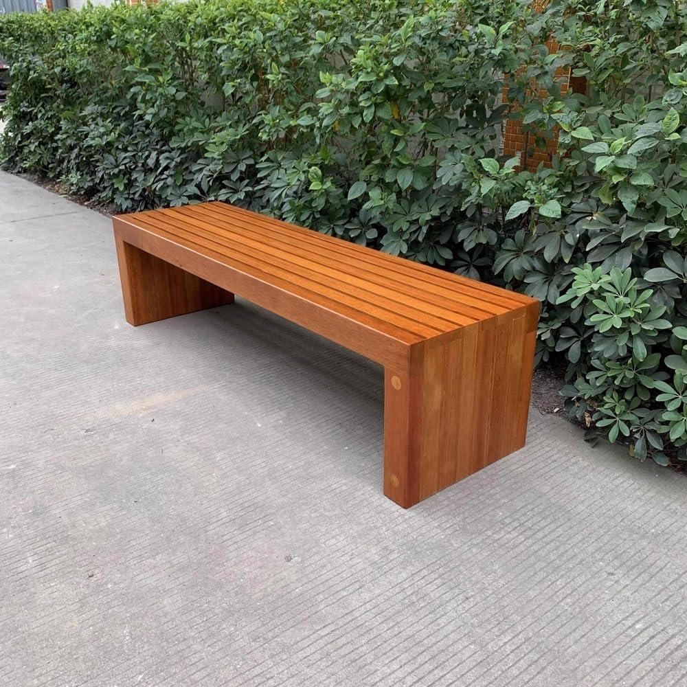 Banco del Parque Banco sin Respaldo for Exteriores, Silla de jardín Madera, for Porche, Patio, Asiento
