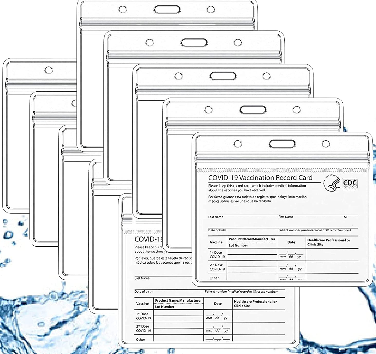 Horizontal Card Protector Bulk Sealable 4x3 Inch Waterproof ID Holder, Plastic Name Badge Holder, Name Tag Holder, Badge Holder, Clear Card ID Badge (10)