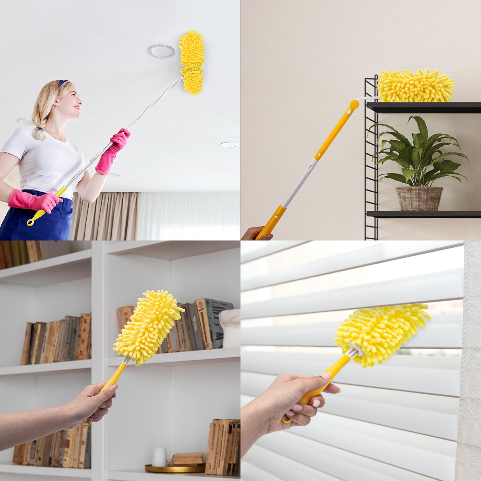 KeFanta Recambio de plumero reutilizable para plumero Swiffer, recambios de plumero resistente de 360°, 8 piezas con 1 asa, plumero de microfibra lavable para limpieza