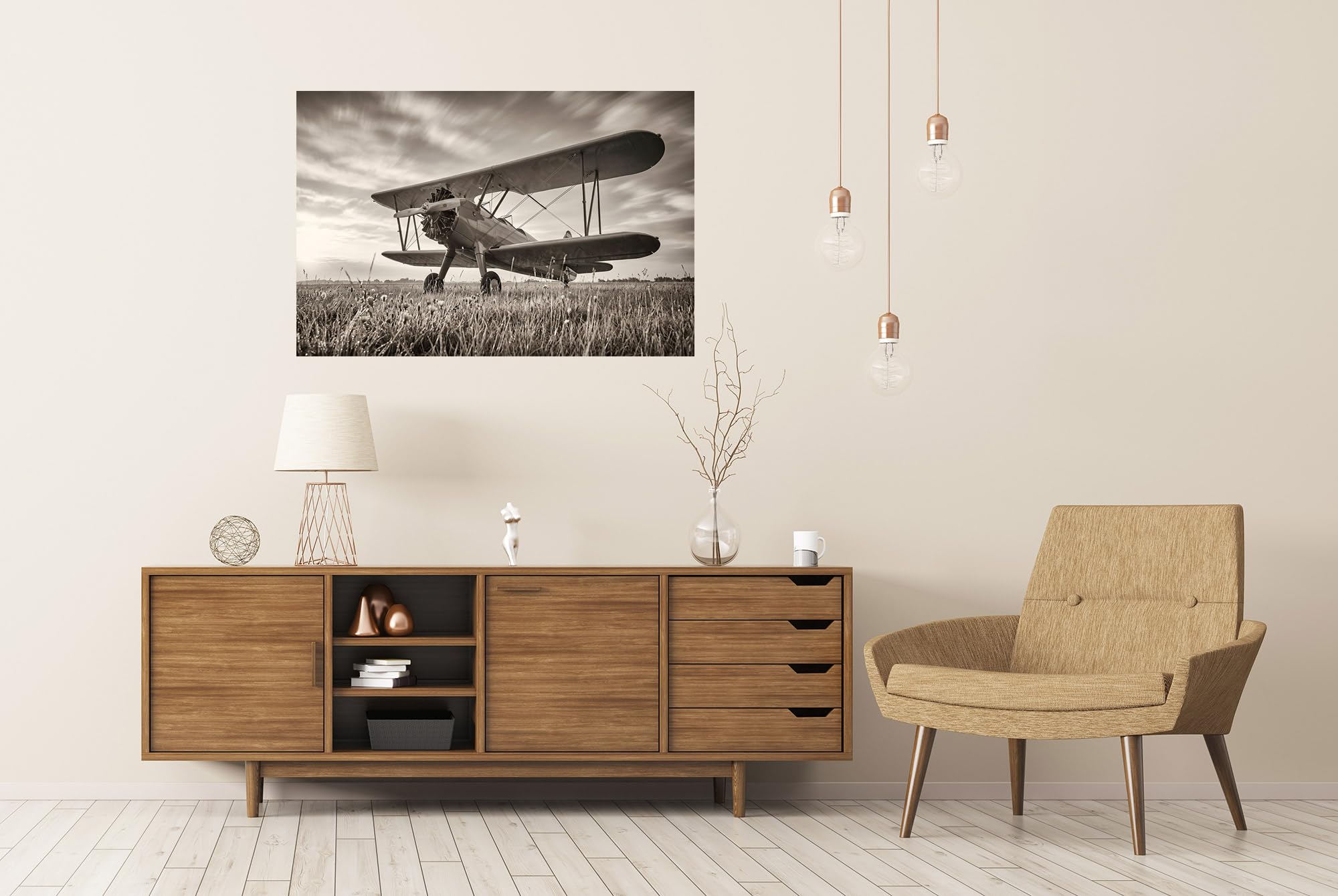 islandburner Póster premium nostálgico de avión de dos pisos, mural de oficina para entusiastas de la aviación, formato grande