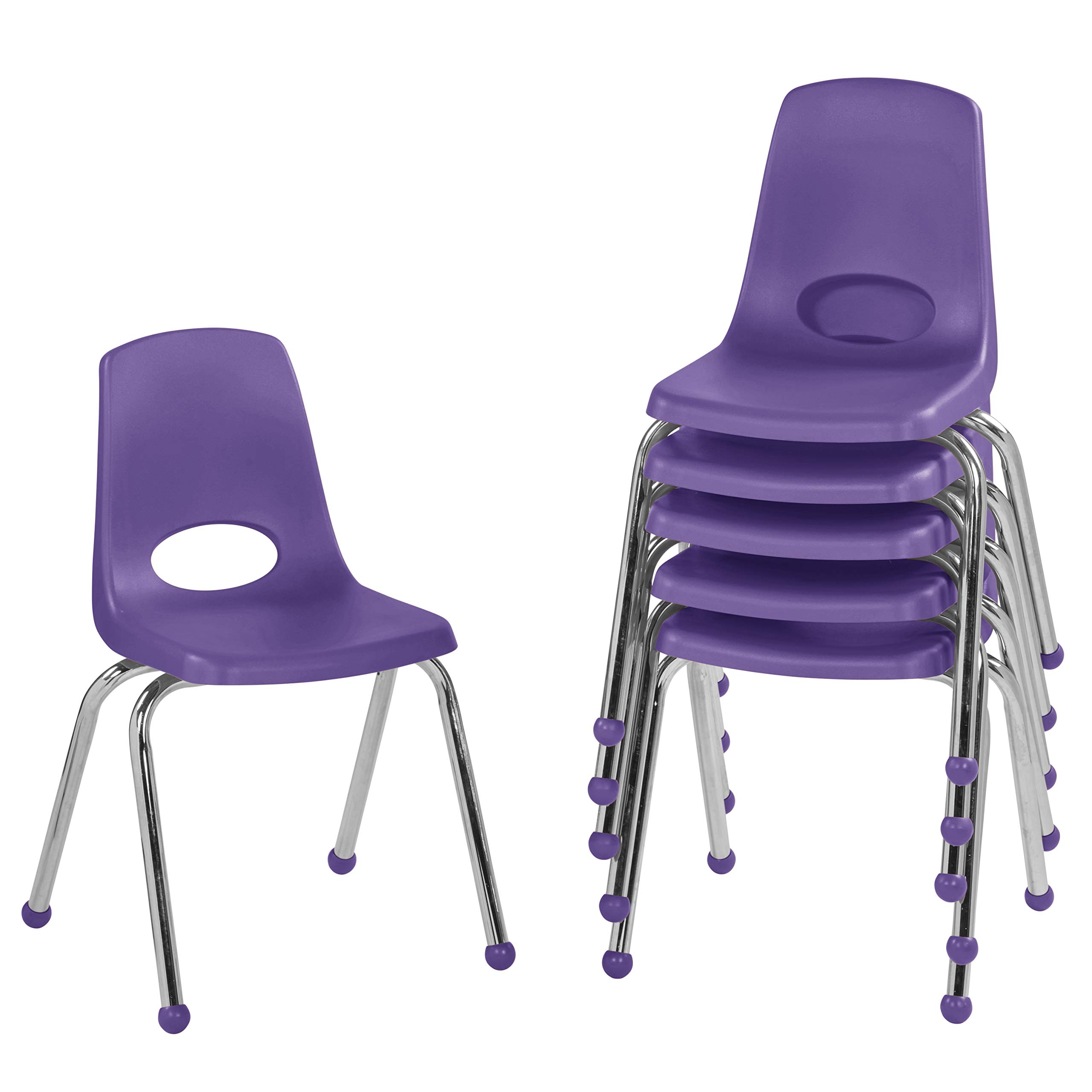FDP 16" School Stack Chair with Ball Glides, Purple, 6-Pack, 10367-PU