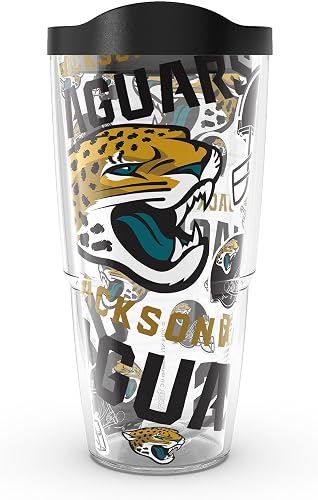 Tervis Made in USA Double Walled NFL Jacksonville Jaguars Insulated Tumbler Cup Keeps Drinks Cold & Hot, 24oz, All Over
