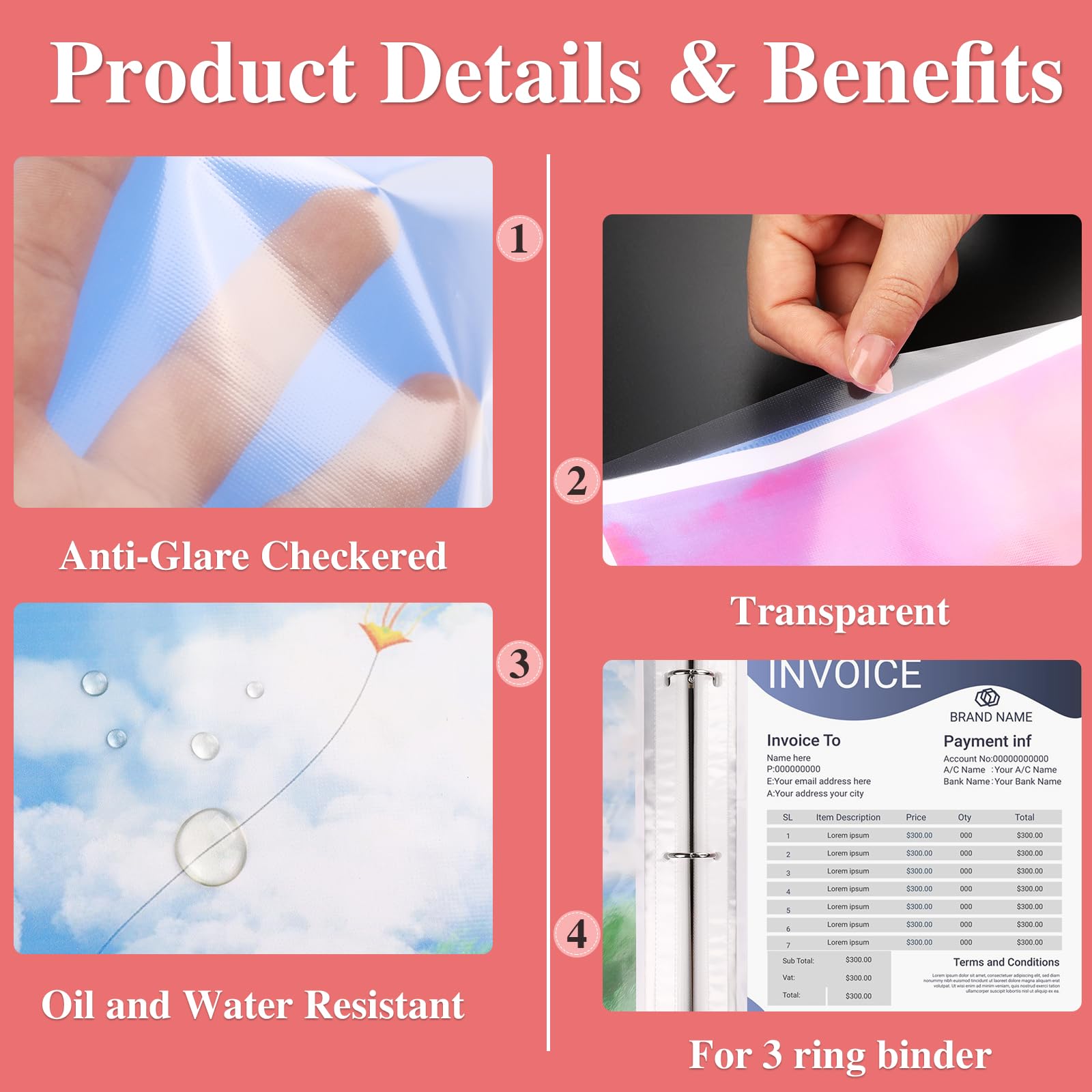 Paquete de 150 protectores de hojas transparentes de 8.5 x 11 pulgadas para carpetas de 3 anillas resistentes, fundas de plástico para papeles, documentos