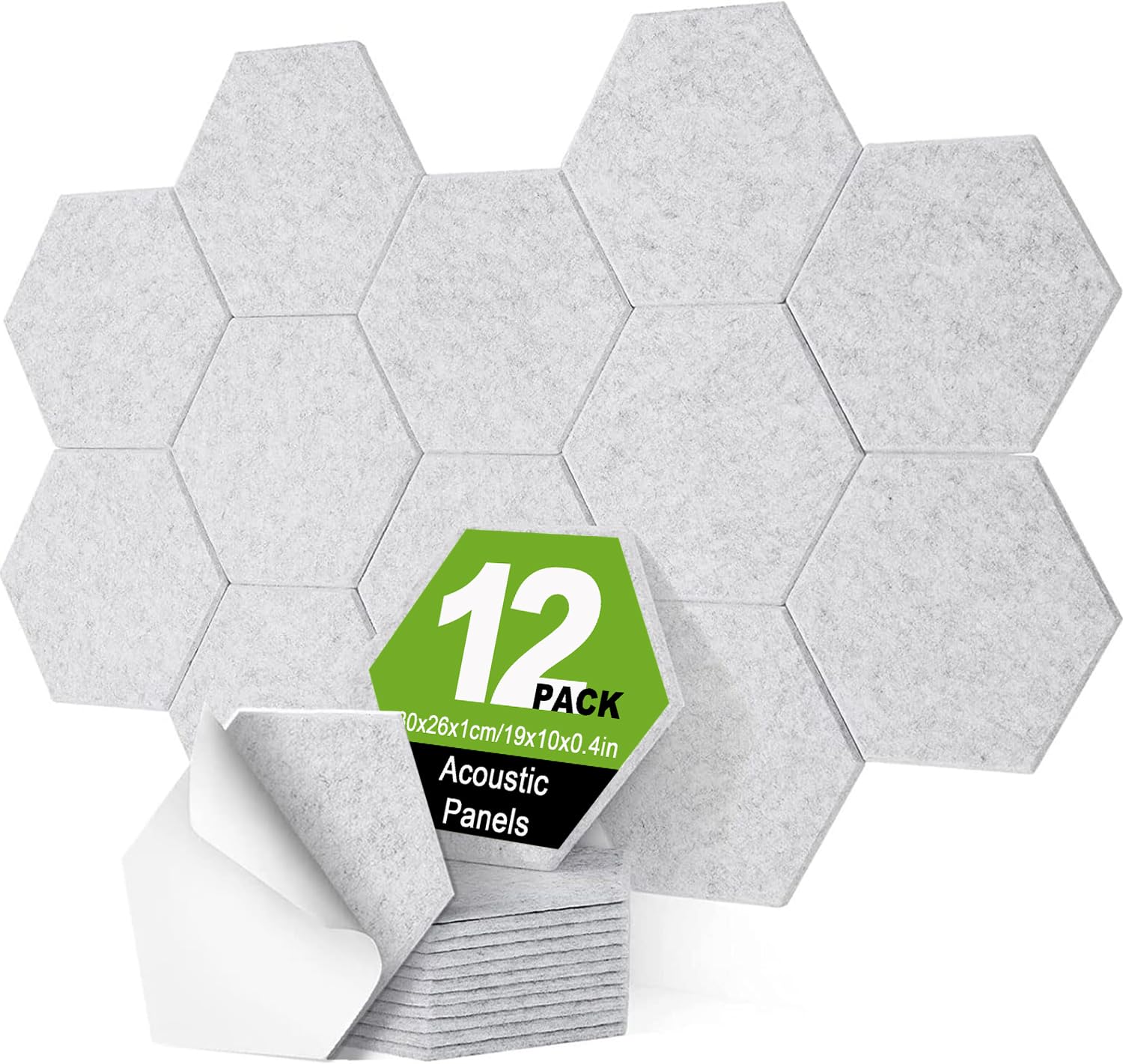 Pannelli Fonoassorbente Esagonale Autoadesiva, Deecam 30X26X1 CM Isolamento Acustico Alta Densità, Ignifugo/Isolamento Acustico/Decorazione, Decorazione e Trattamento Acustico Porta/Parete/Soffitto