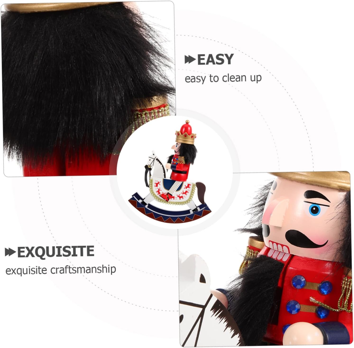 Wooden Nutcracker Soldier with Horse Christmas Decoration Nutcracker Figurine Festive Home Ornament for Living Room Bedroom Tabletop Display