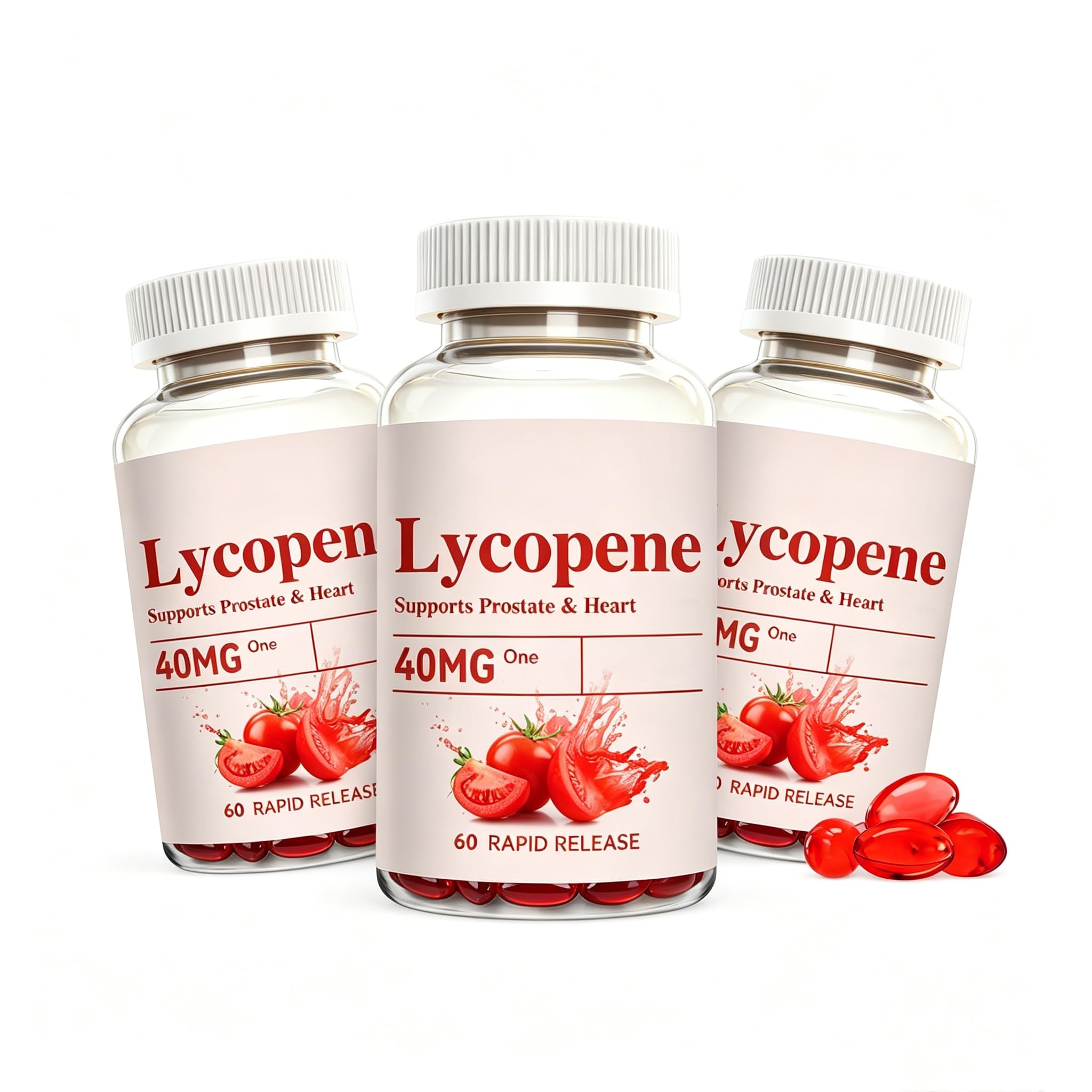 Lycopène 40mg | Supports pour la prostate et le cœur | 60 unités,3pcs