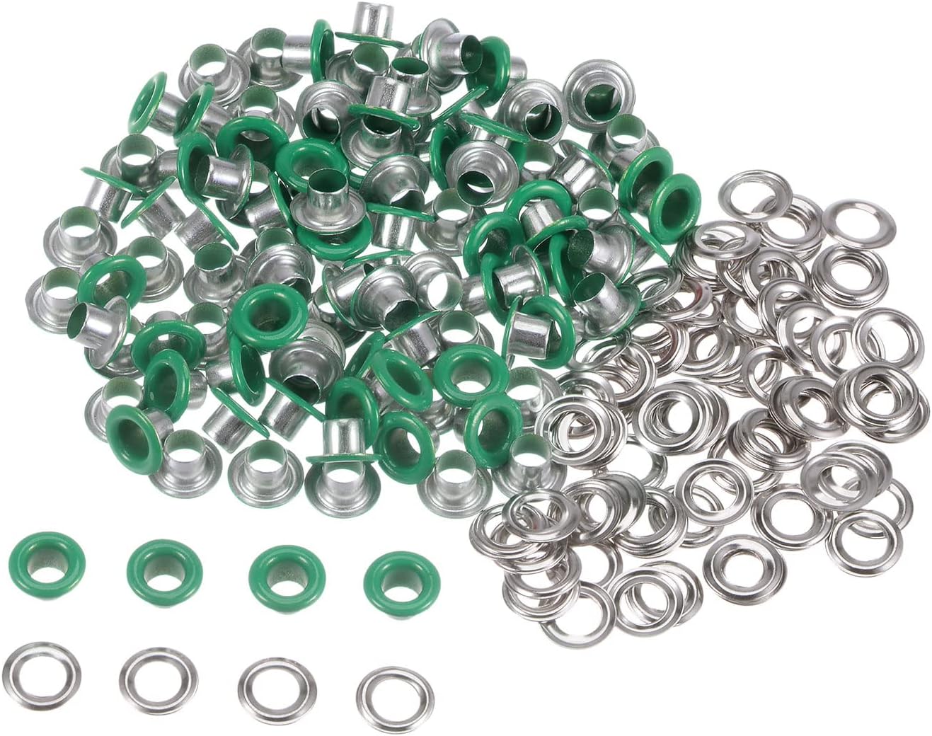 sourcing map 100set Grommets Kit Metal Eyelets 4mm 1/6" Hole Tiny