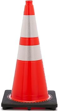 JBC High-Visibility Orange Traffic Cones with 3M Reflective Collars - 28-inch