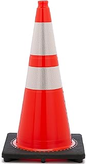 JBC High-Visibility Orange Traffic Cones with 3M Reflective Collars - 28-inch