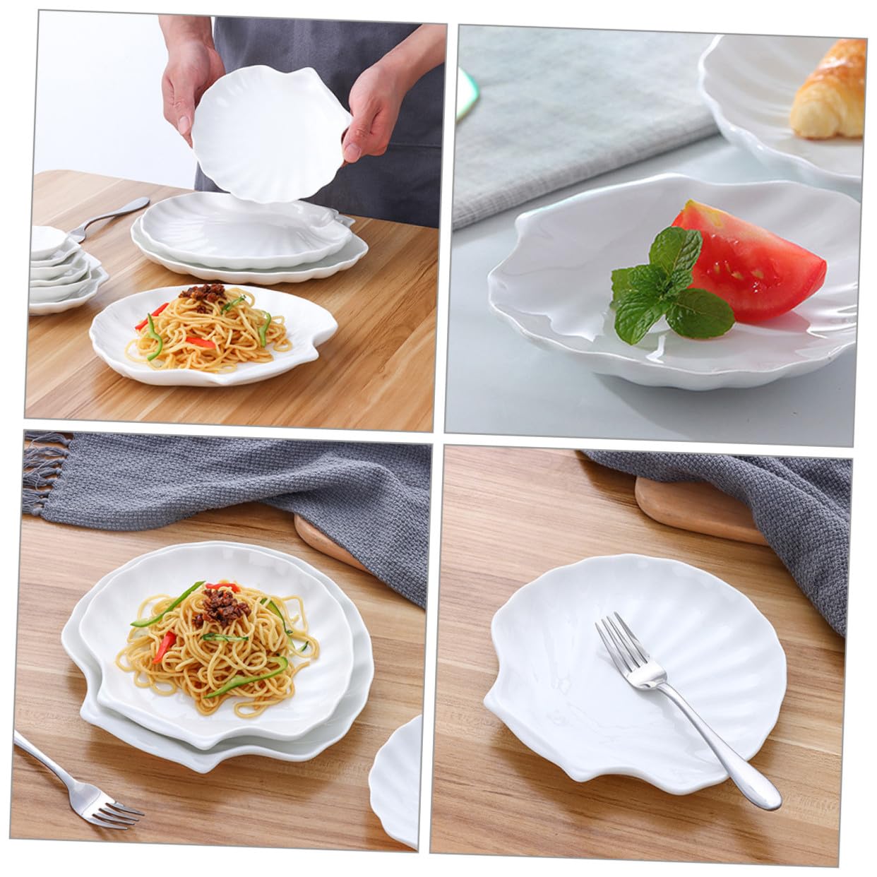 2 Pezzi Piatti da Portata in Ceramica Forma di Vassoio Decorativo Riutilizzabile per Cena per BBQ Torta Pasta Insalata Facile da Pulire e Conservare