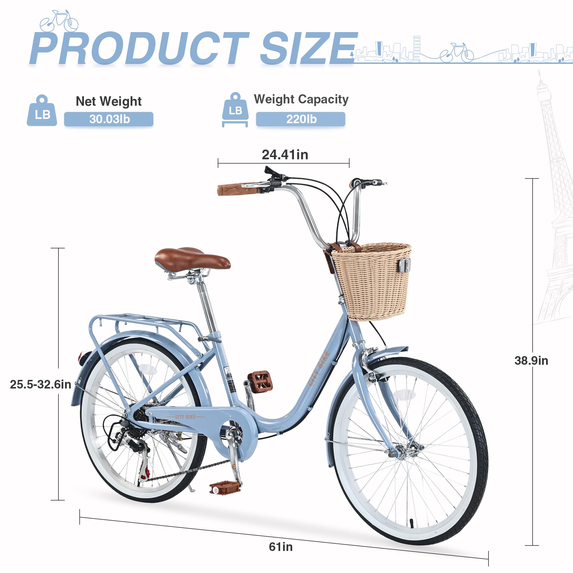 Amazon.com : ZUKKA Cruiser Bike for Women 22/26 Inch Ladies Bike 7