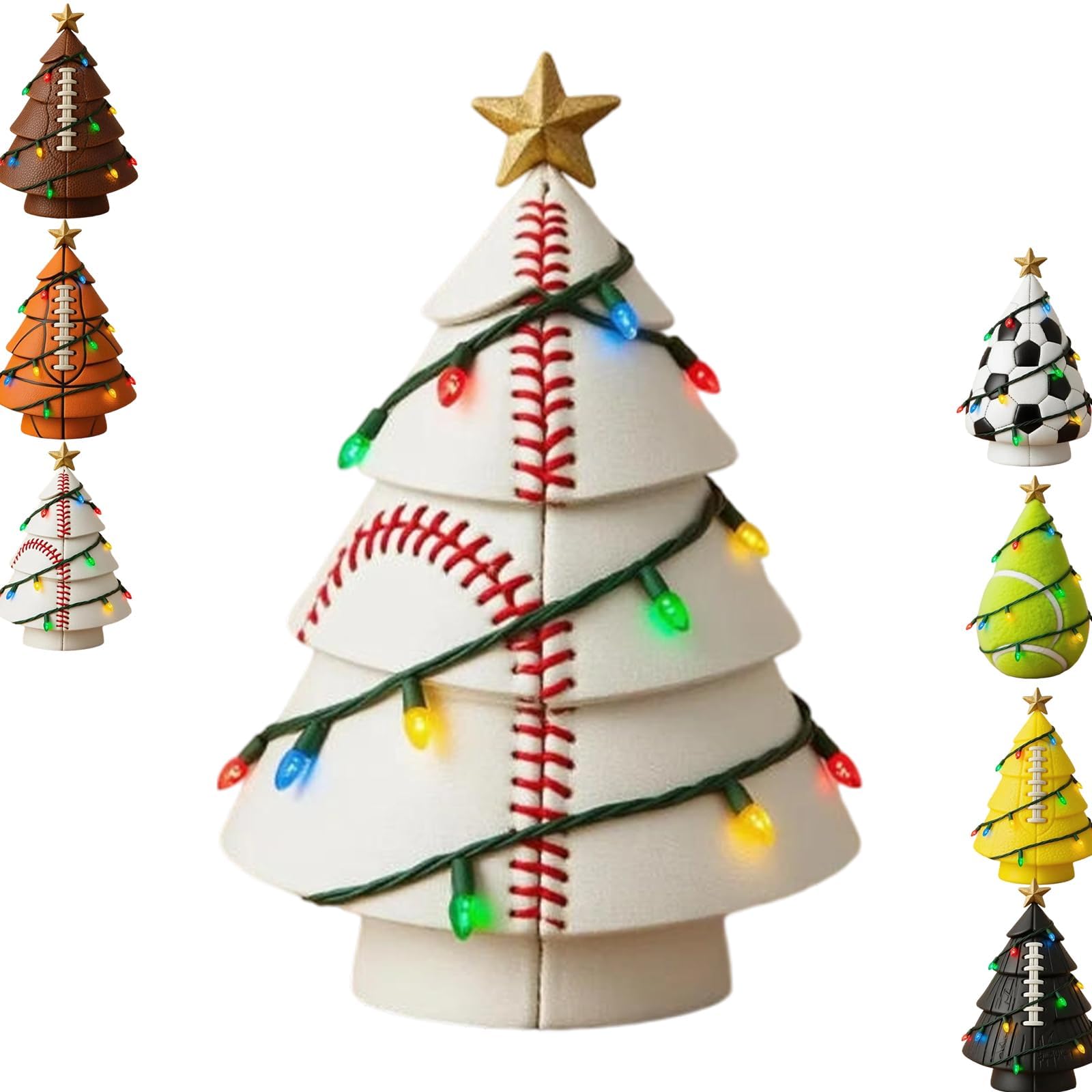 Décorations de Noël ballons de sport en résine pour sapin (Lot de 7)