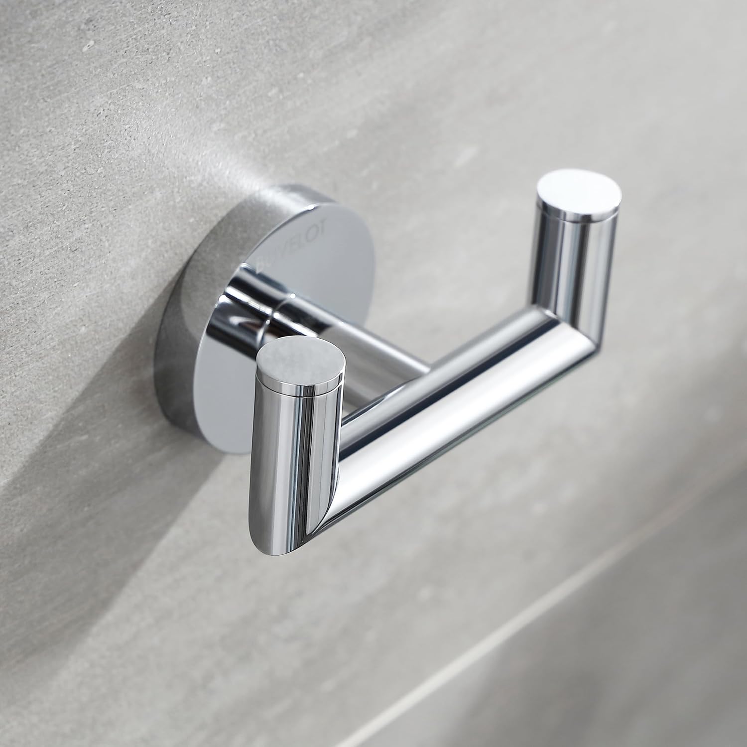 Towel Hook, Coat Hooks for Bathroom and Kitchen, Modern Double Robe Hook Wall Mounted, Chrome, 077020-CR, Leo Series