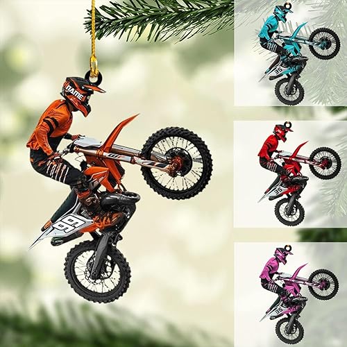 Miniatura 11 de NAZENTI Adorno personalizado de motocicleta, adornos personalizados de moto de cross para árbol de Navidad, adornos de Navidad de motocross, regalos